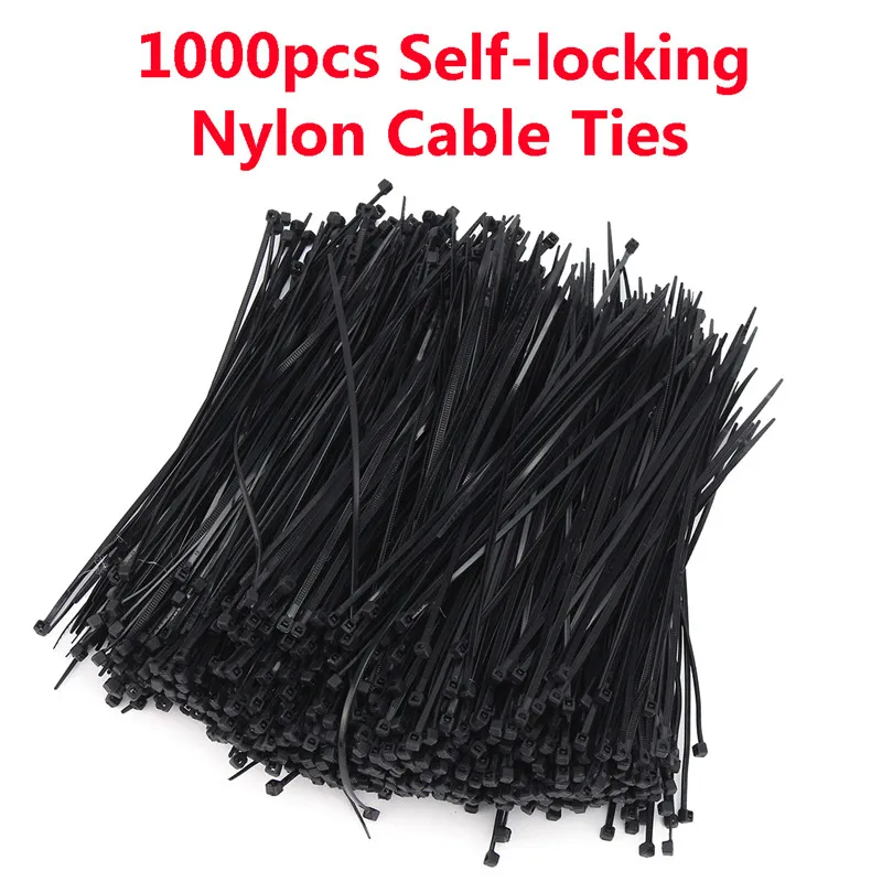 

1000pcs 4 * 200mm Nylon Plastic Cable Ties Zip Fasten Wire Wrap Cable Loop Ties Wire Self Lock 40 lbs 4 x 200mm New Arrival