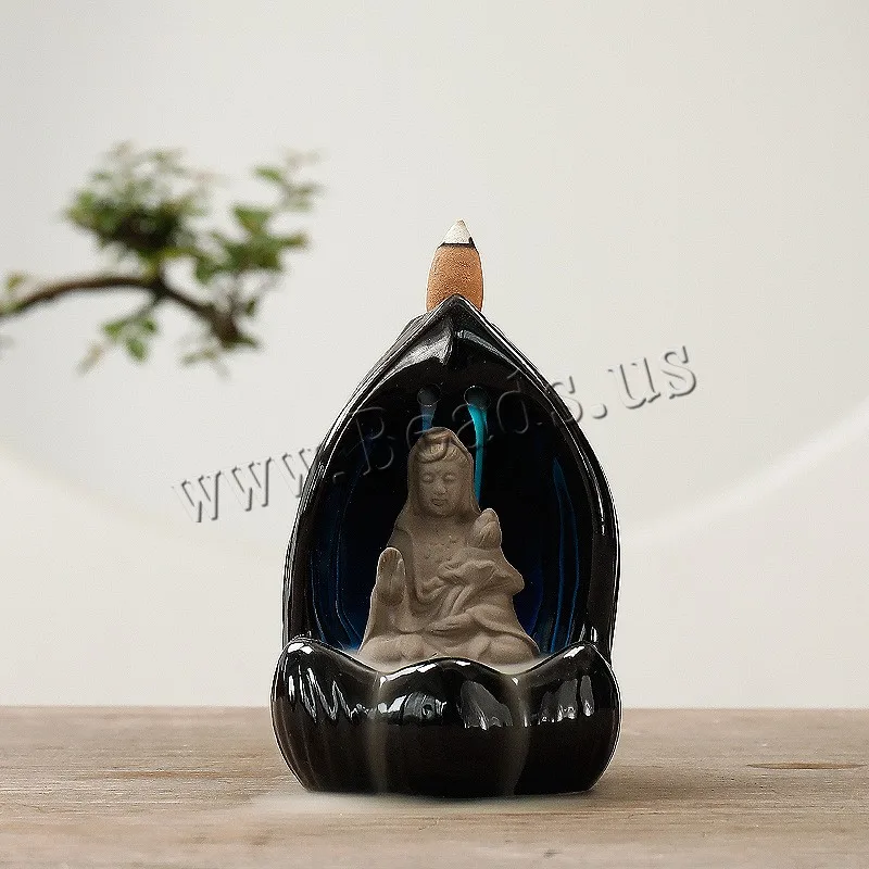 

Creative Small Buddha Backflow Incense Burner Ceramic Waterfall Aromatherapy Furnace Holder Censer With 10pcs Incense Cones