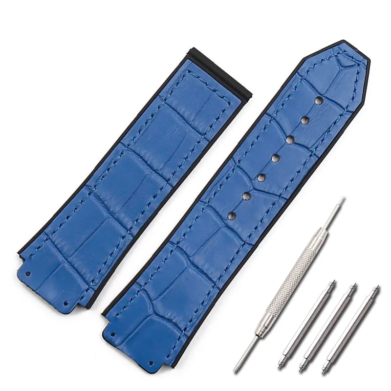 Синий кожаный ремешок спортивный водонепроницаемый резиновый ремешок женский 19 мм x 25 мм аксессуары для часов HUBLOT big bang браслет мужские часы - Цвет ремешка: Style 7