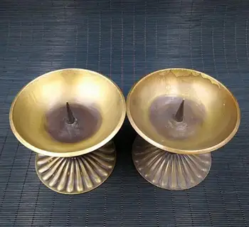 

Chinese Old Pure copper candlestick household decoration statue