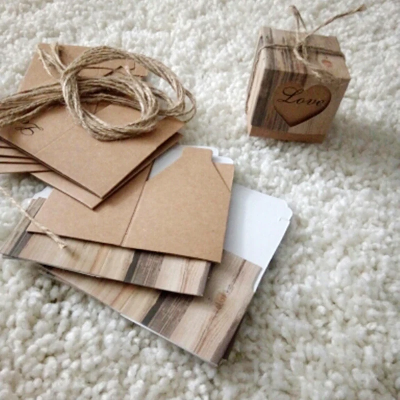 1 шт. романтическая коробка для конфет в форме сердца для свадебного украшения винтажная коробка для свадебных сувениров и подарков с канат джутовый шик