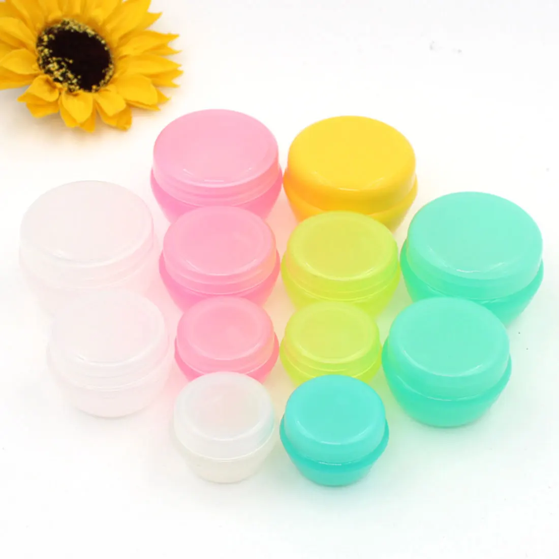 

New Radom Colors Mini Empty Jar Pots Cosmetic Makeup Inner Lid Face Cream Lip Balm Container with 5g, 10g, 20g
