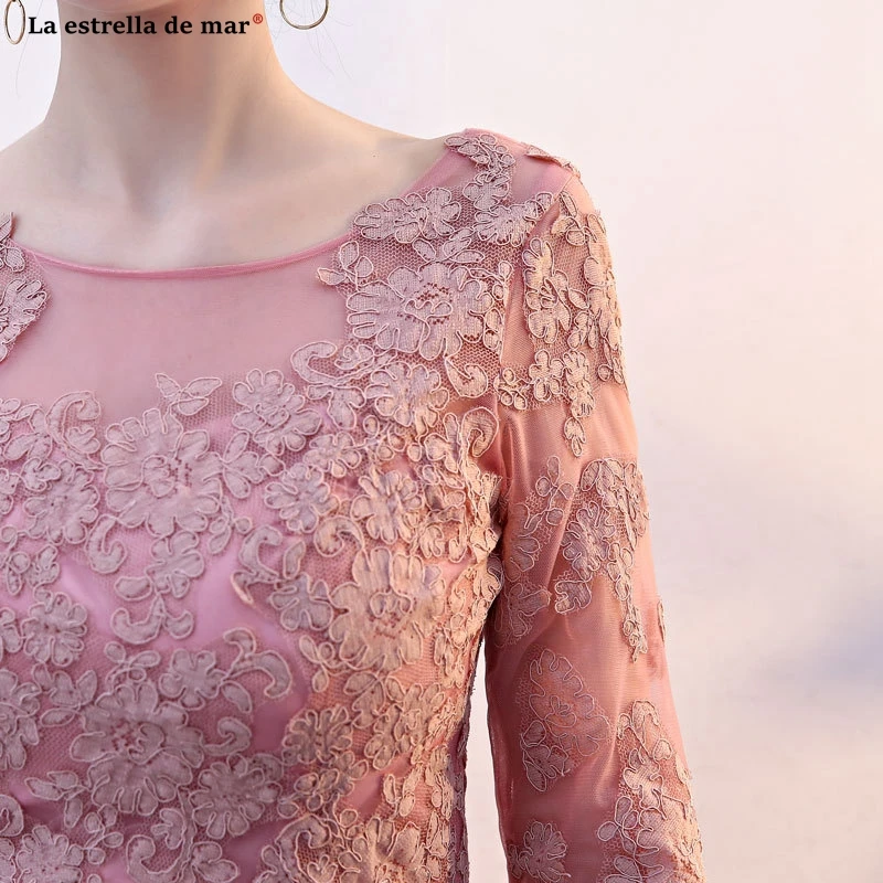 Vestido madrinha2019 Новое Кружевное Сексуальное розовое платье подружки невесты с длинными рукавами с русалочкой, длинное sukienka druhna pretty brautjungfernkl