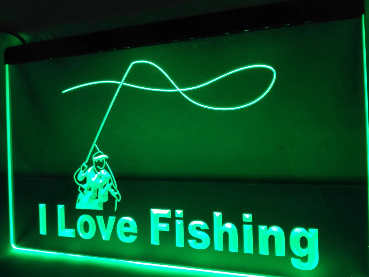 

LB740- I Love Fishing Fish Sport Bar LED Neon Light Sign home decor crafts