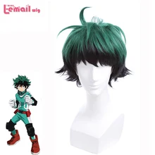 L-email wig My Hero Academia Boku no Hiro Akademia Izuku Midoriya Cosplay Wigs Short Green Black Gradient Synthetic Hair Wigs