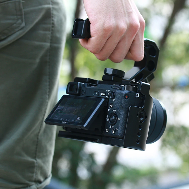 UURig для sony A6400 камера клетка+ Камера Холодный башмак ручка комплект, с Arri определения местоположения винт вращающийся винт внешний монитор микрофон