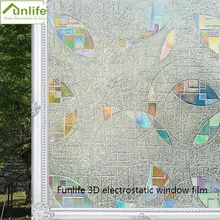 Funlife 30/45/60/75/90 см x 200 см 3D статического декоративная оконная пленка для защиты от солнца стеклянная Наклейка ПВХ водонепроницаемый оконная пленка без клея