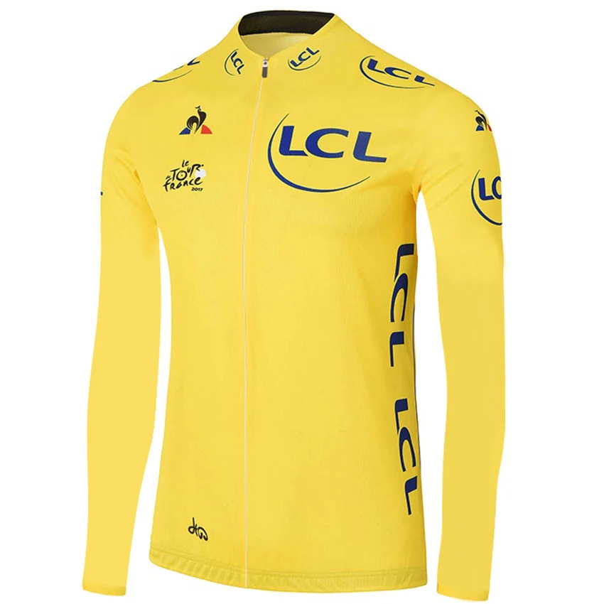 Tour de Francia 2017 hombres manga larga Ciclismo Jersey fino antiuv MTB Carretera Ciclismo ropa bicicleta lleva chaquetas Maillot Ciclismo
