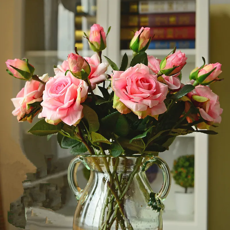 wedding decoratio high quality artificial flowers vivid real touch roses artificial silk flower bride home decor 2 headsbouquet - Silk Arrangements For Home Decor 2 wedding decoratio high quality artificial flowers vivid real touch roses artificial silk flower bride home decor 2 headsbouquet - Silk Arrangements For Home Decor 2