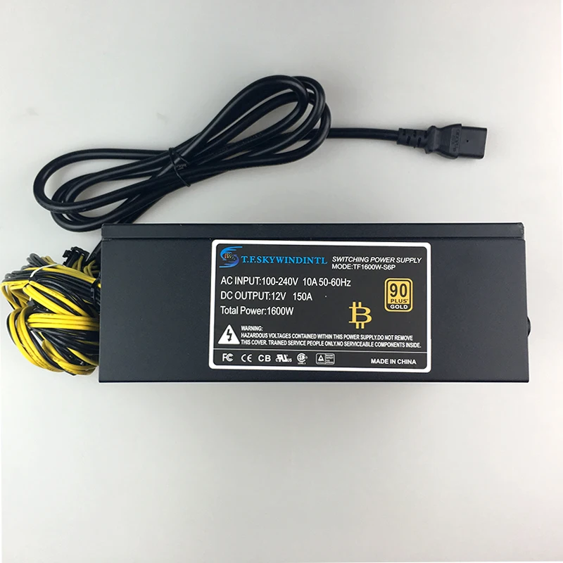 Бесплатная доставка блок питания 1600 Вт для antminer s9 S7 A6 A7 S9 L3 + BTC ПК кабель майнинга