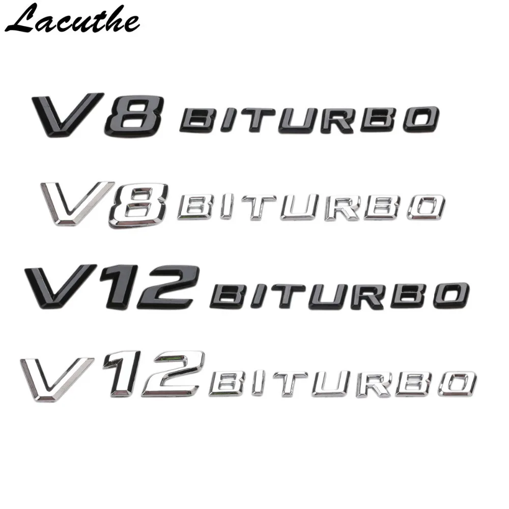 

3D ABS Car Sticker V12 V8 BITURBO Logo Emblem Badge Rear Side Car-styling Sticker for Benz AMG BMW VW Mazda Chevrolet