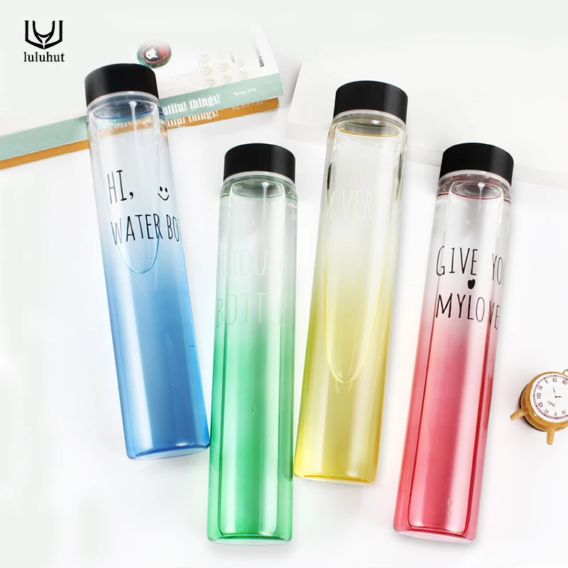 

luluhut gradient color tube glass kettle slender tube bottle portable drink bottle pure and fresh art glass water bottle