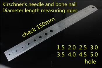 

Medical orthopedic stainless steel ruler Kirschner K wire and bone screw diameter lenght measuring ruler 150mm 8 holes pet vet