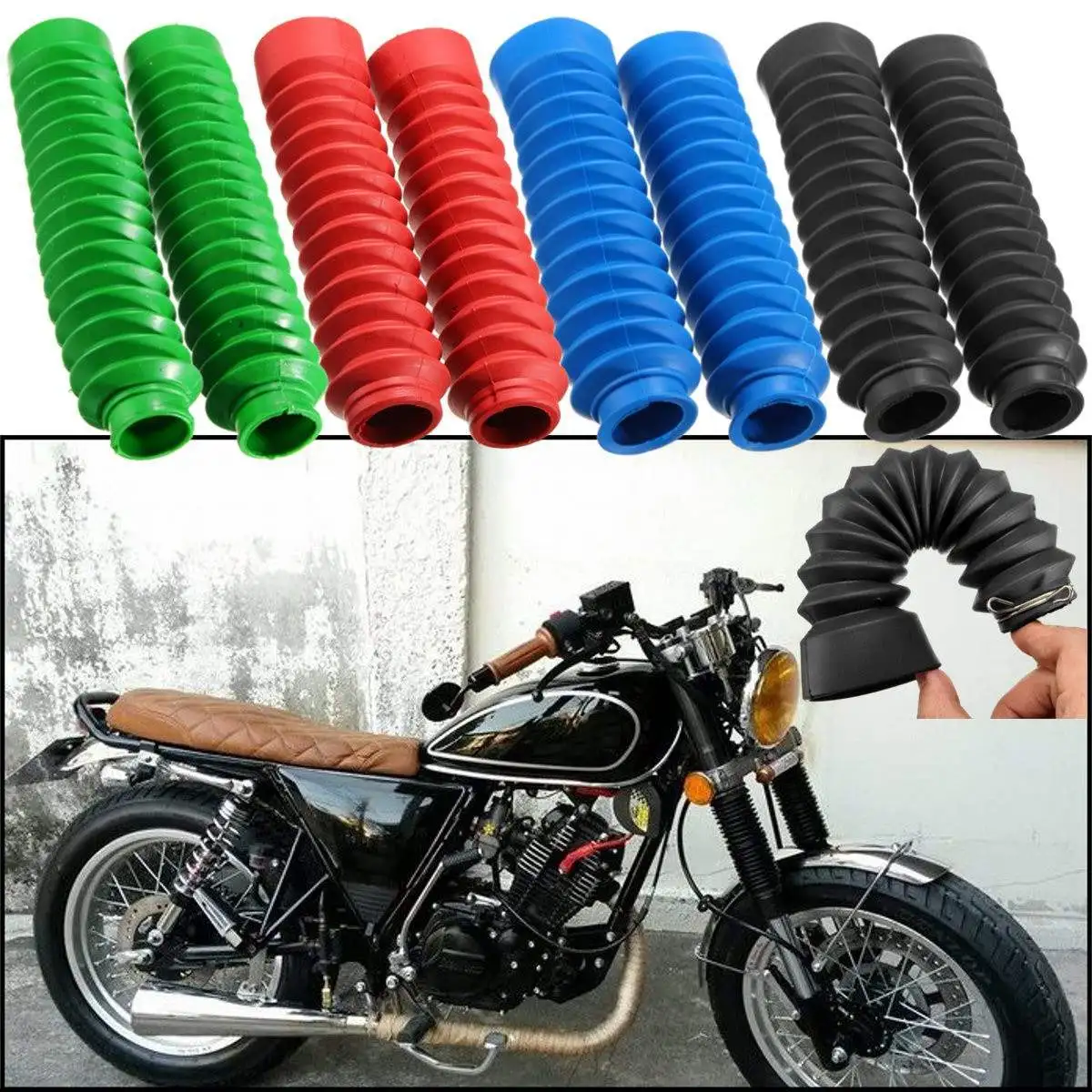 Akozon 2pz Coperchio forcella anteriore in gomma universale per moto Guanti Gators Stivali GLF