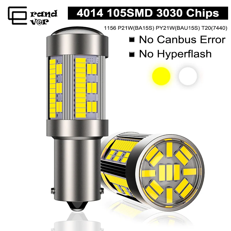 Светодиодсветодиодный лампа Canbus BA15S PY21W BAU15S 1 шт. 1156 P21W 12 В 4014 105SMD T20 7440