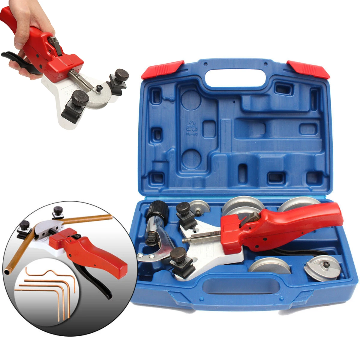 

1 Set Manual Steel Pipe Tube Bender with Copper Cutter and Plastic Box For Cutting 15-22mm Tube