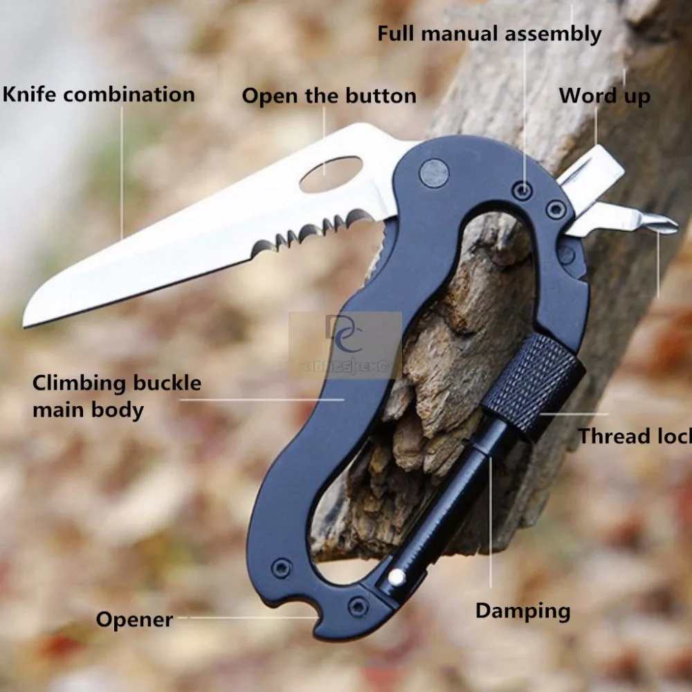Пять-в-одном многофункциональный открытый восхождение пряжки мульти инструменты высокого качества из нержавеющей стали для наружной или