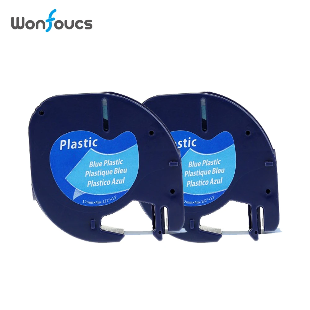 

2 Rolls 91335 Compatible Dymo D1 Letratag Tapes 91225 91205 59426 12mm Plastic Black On Blue Ribbons For Label Printer Labeller