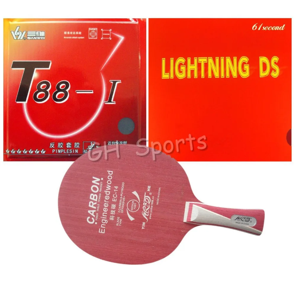 

Galaxy EC-14 Table Tennis Blade With Sanwei T88-I and 61second Lightning DS Rubbers With Sponge for a Racket Long Shakehand FL