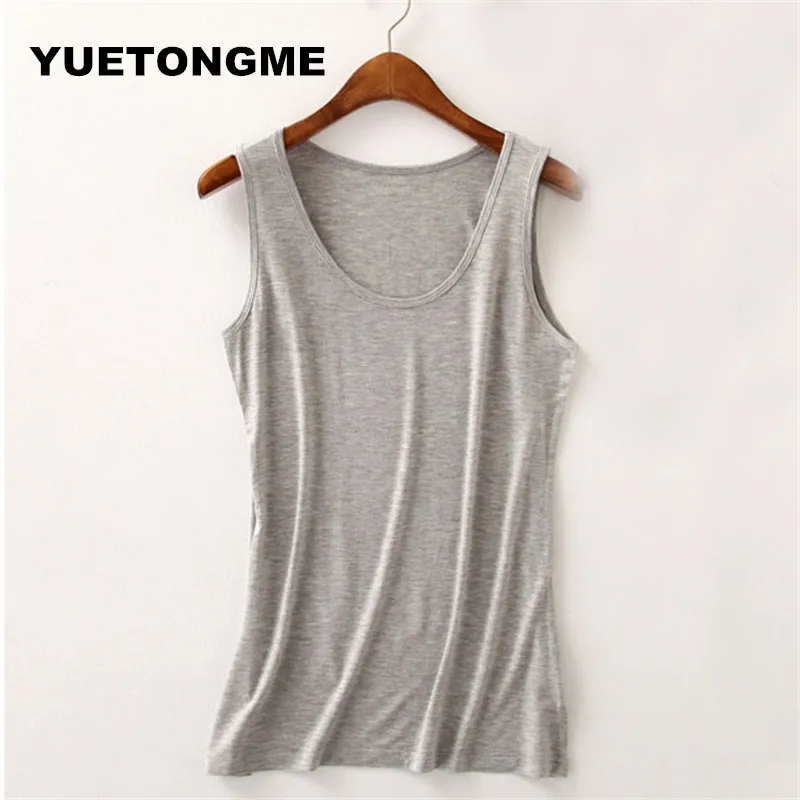 

YUETONGME S-XXL High Quality U-Neck 8 Color modal T-shirt Women tank tops Plain Simple T Shirt For Women Female Tops BTL114