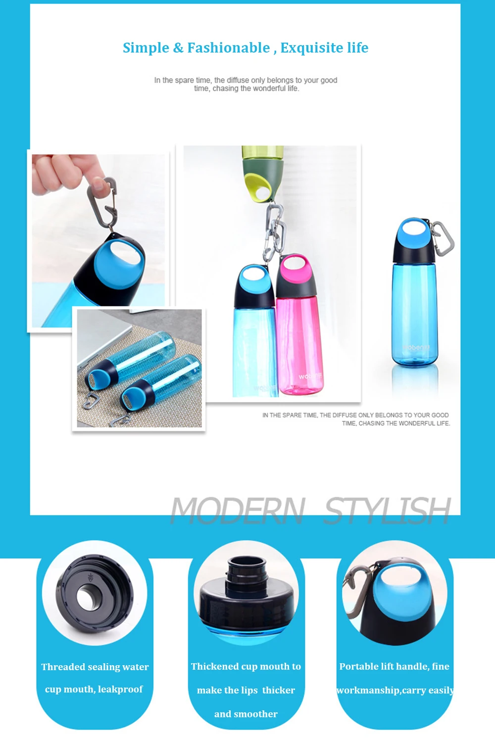 Plastic Crystal Water Bottle BPA Free My Sport Drink Bottle . Gourde Portable Outdoor Bidon Drinkware Drinkfles Travel Space Cup (8)