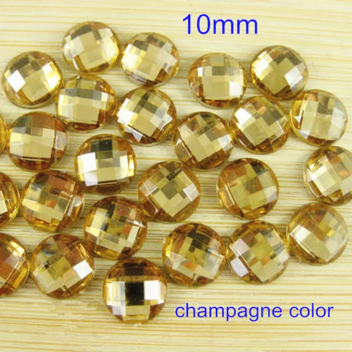 

Champagne Color Faceted Rhinestone Beads,10mm Round Flat Black Acrylic Rhinestone Cabochon - 200 pcs, Free Shipping