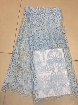 

New French Nigerian sequins net lace,African tulle mesh Sequence lace fabric high quality for wedding dress 5yards/lot white(189