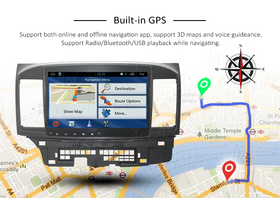 Excellent AuCAR 10.2" Android 7.1 Car GPS Navigation system for MITSUBISHI Lancer 2007-2017 car dvd Bluetooth GPS Radio WIFI 4G Stereo 14