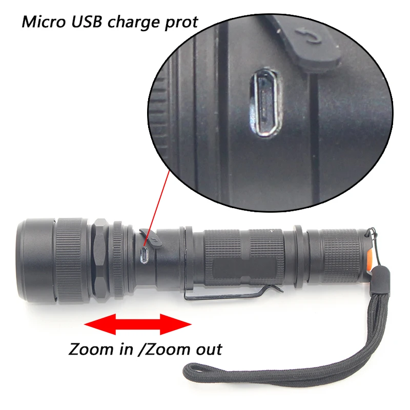 Litwod z30 USB Rechargeable Led Flashlight XM-L2 U3 5000Lm Zoom Aluminum Remote Switch Led Tactical Flashlight For Hunting
