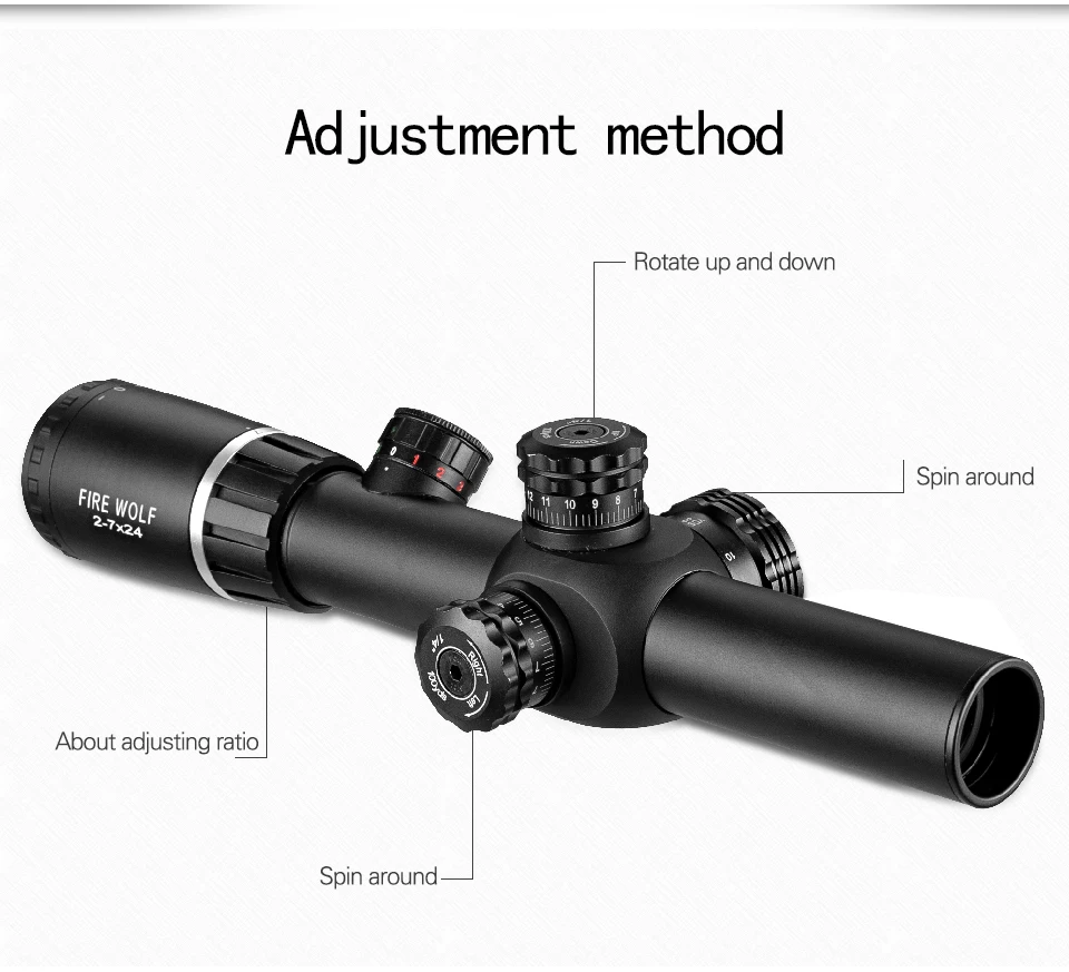 Охотничий прицел Fire Wolf 2-7X24 тактический прицел оптический прицел Riflescopes 11 мм 20 мм крепление охотничий светильник