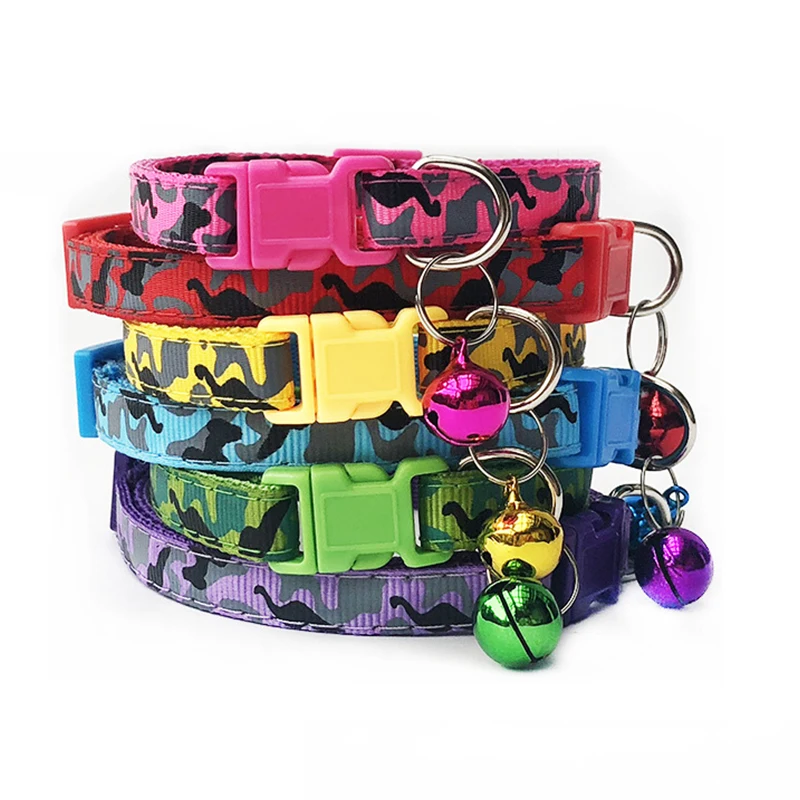 

Pet dog Collar with Bells Safety Dog Leash Dogs Patch Collars Camouflage Bell Collar Pet Supplies X