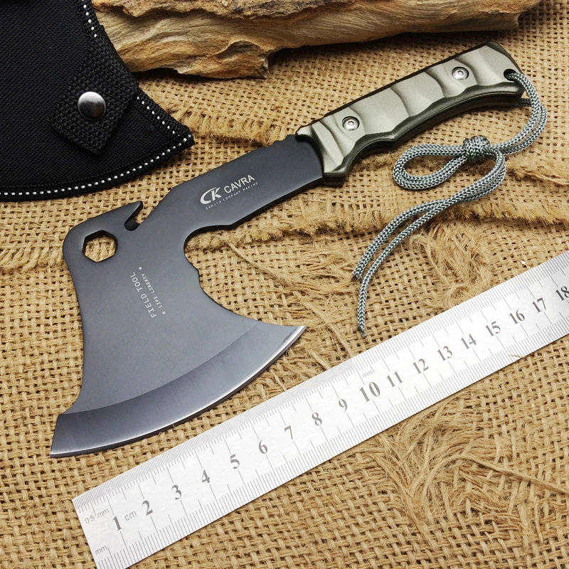 

CAVRA F08 Camping Axes,5Cr15Mov Blade Aluminum Handle Black Coating Hunting Field Axe,Mountain Survival Fire Axe.Outdoor Tools.