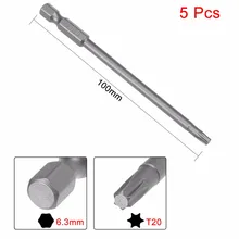 Uxcell 5 шт. 100 мм 1/" шестигранный хвостовик T20 магнитная головка отвертки Torx биты S2 Высоколегированная Сталь для DIY сменные инструменты