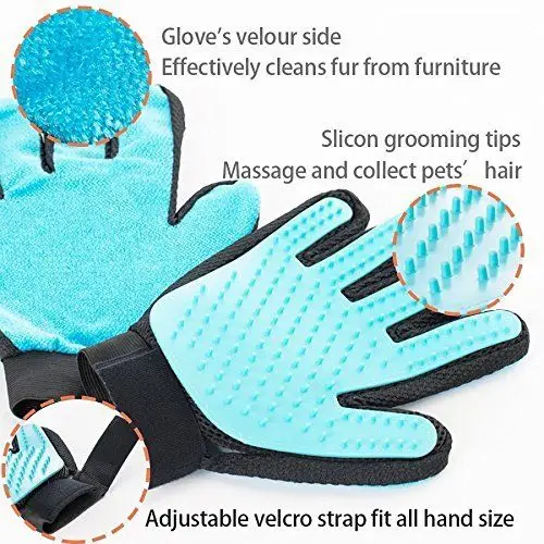 2 in 1 Silicone Pet Brush Glove For Animal Bath Five Finger Deshedding Pet Dog Cat Comb Grooming Glove for Dogs Gentle Efficient