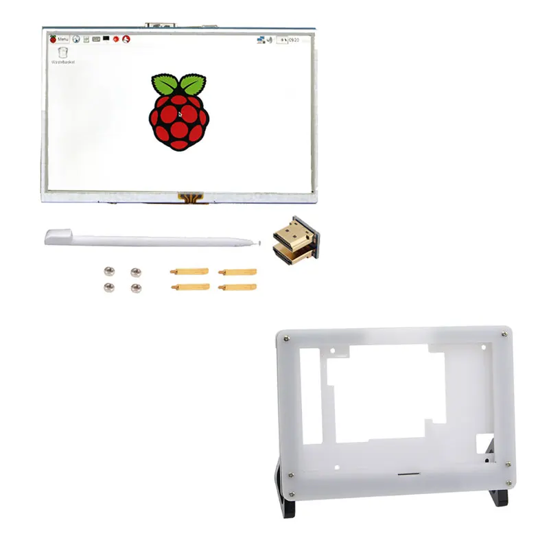 5 дюймов Raspberry Pi 3 Model B+ сенсорный TFT ЖК-дисплей модуль+ акриловый держатель+ CD совместимый для Raspberry Pi 3 - Цвет: Screen White Holder