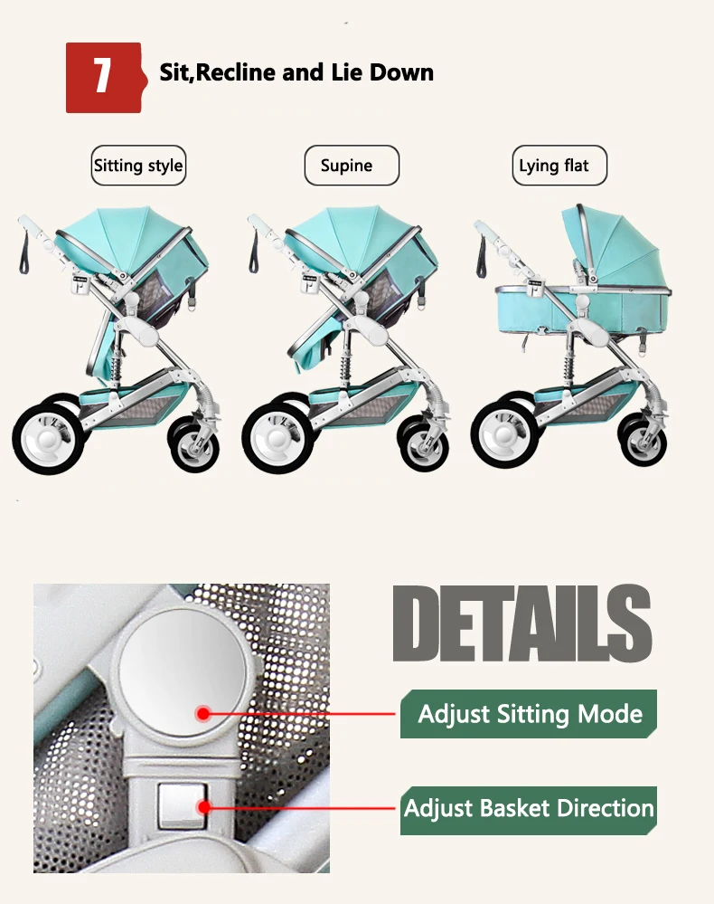 High Landscape   Luxury Infant  3 in 1 stroller Baby Stroller  Carriage Basket Four Wheels Stroller Baby Safe Seat