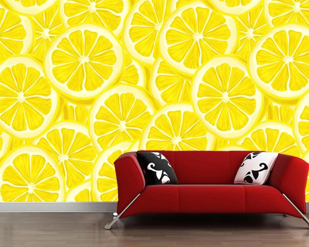 Papelデparedeテクスチャレモン食品壁紙 リビングルームベッドルームキッチンテレビ背景キッチンファストフードショップレストラン壁画 壁紙 Aliexpress
