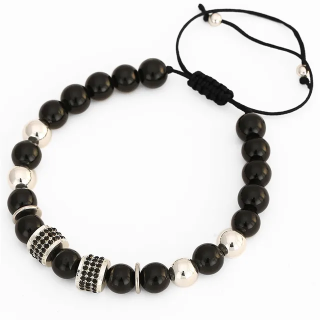 Bracelet Acier Pierre Fines Onyx