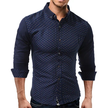 

2018 New Autumn Fashion Brand Men Clothes Slim Fit Men Long Sleeve Shirt Men Polka Dot Casual Men Shirt Social Plus Size 3xl