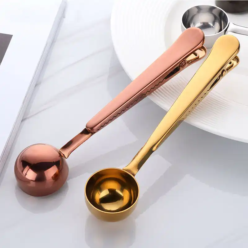 Nordic Style Rose Golden Stainless Steel Two In One Spoon Sealing