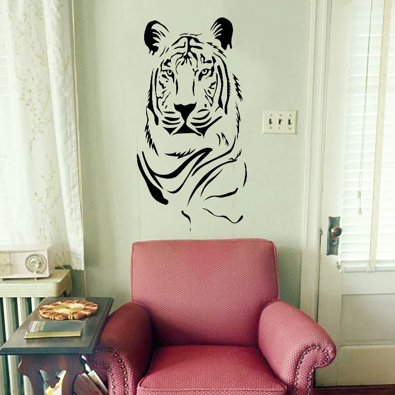 

Creative personality Tiger wall stickers Door living room background decoration Retro home posters arts sticker pegatinas pared