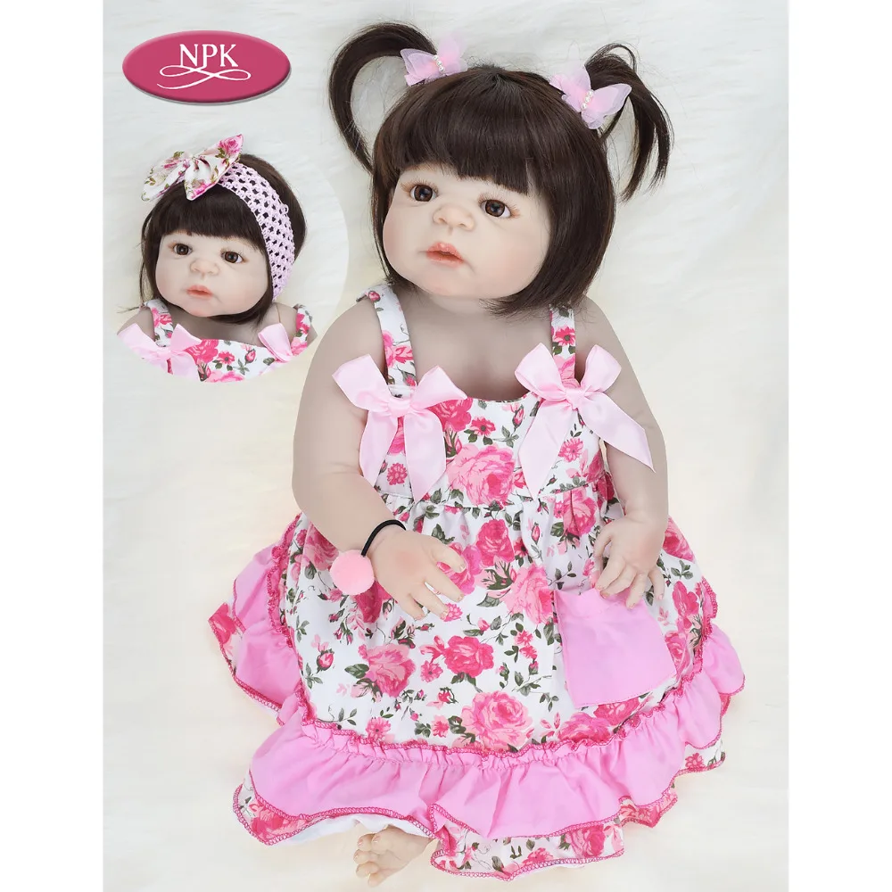 

NPK 57CM Full Body Silicone Reborn Baby Girl Doll Bathe Toy Lifelike Newborn Babies Fashion Doll Real Bebe Reborn Bonecas Menina