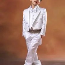 Ласточка Хвостатые пальто детей Костюмы комплект Свадебная вечеринка костюмы для выпускного белый модные детские Смокинги на заказ(куртка+ брюки+ галстук-бабочка+ жилет