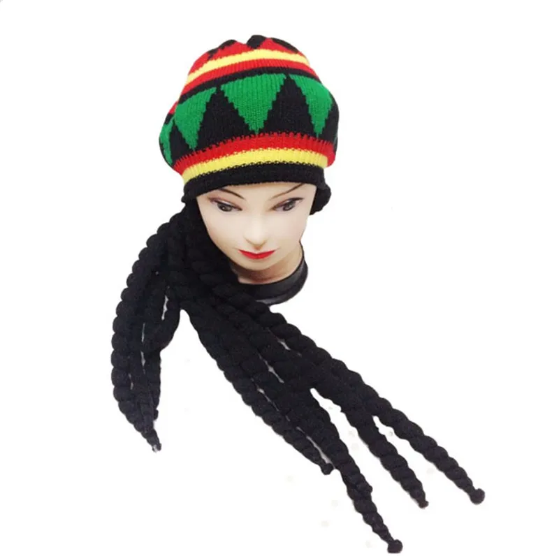 Фото Мужские, женские, мужские, Jamican Rasta, шляпа, Дред, парик, Боб, Марли, карибская модель, трикотажная облегающая шапка унисекс №2