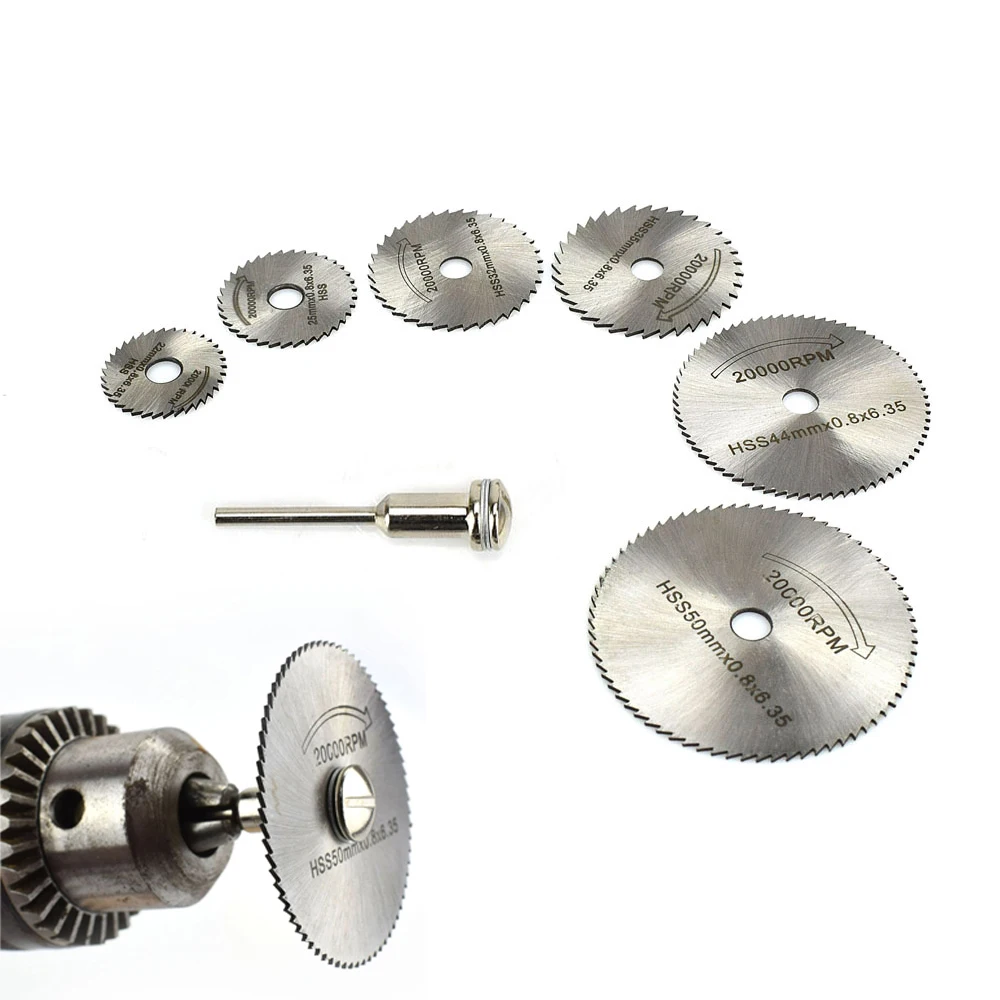 

HSS Rotary Tool Woodworking Circular Saw Blades Kit Set Fits Dremel 1/8" Mandrel Mini Cutting Disc for Wood Carving