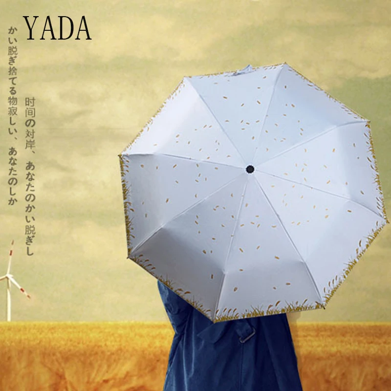 

YADA High Quality Designer Wheat ears Umbrella Rain Women Sunny & Rainy Umbrella For Womens Windproof Folding Umbrellas YS202