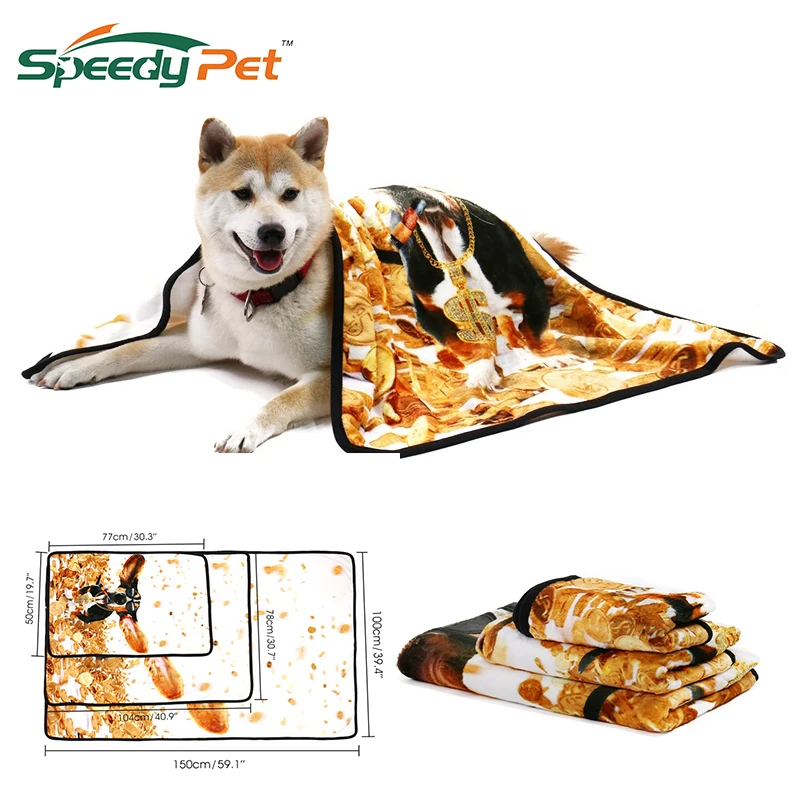 

3D Print Pet Dog Drying Towel with Striped Comfortable blanketUltra-absorbent Animal Cat Bath Towel Microfiber Convenient Soft