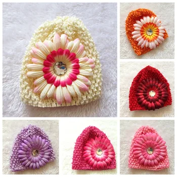 

Hot Retail Baby Flower Beanie Hats Caps Infant Girls Boys Waffle String Hat with 4" Daisy Newborn Birthday Photography Hats Caps
