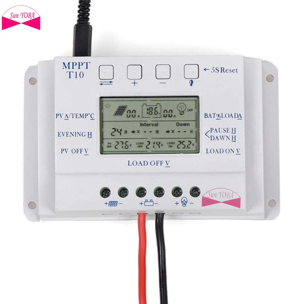 

LCD 10A 12V/24V MPPT Solar Panel Battery Regulator Charge Controller Three-time interval Solar Controllers
