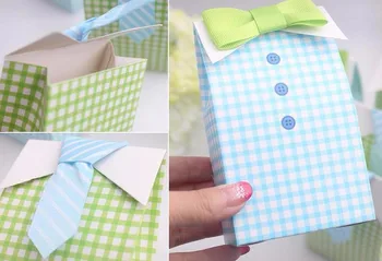 

20 pcs My Little Man Blue Green Bow Tie Birthday Boy Baby Shower Favor Candy Treat Bag Wedding Favors Candy Box gift Bags